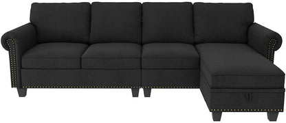 L Shape Sofa Set: Dark Grey Convertible Sofa Couch