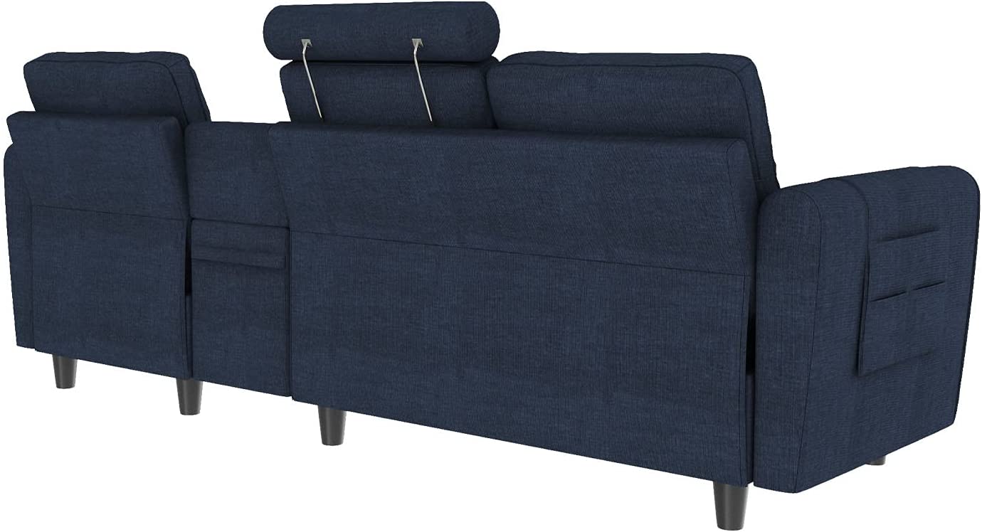 L Shape Sofa Set: Denim Blue L Shape Sofa Set