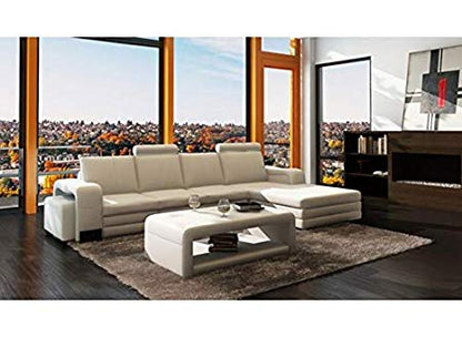 L Shape Sof Set:- Lounge Leatherette Sofa Set (Cream)