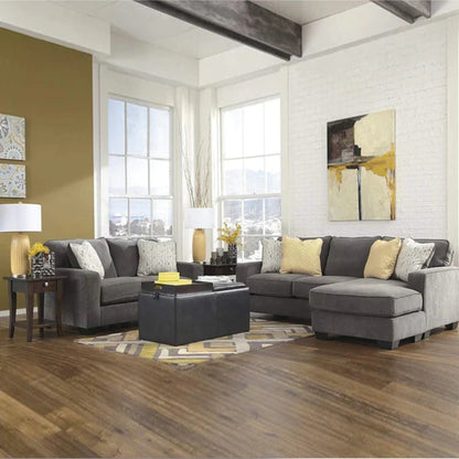 L Shape Sofa Set- Fabric Sofa Set (Dark Grey)