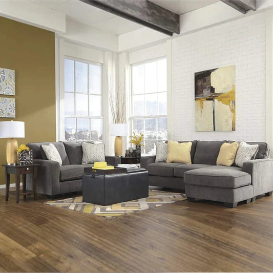 L Shape Sofa Set- Fabric Sofa Set (Dark Grey)