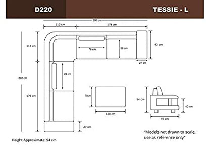 L Shape Sofa Set:- Malena Leatherette Sofa Set in Lounge, (Black & White)