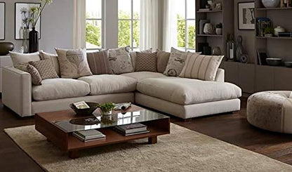 L Shape Sofa Set:- Bali 5 Seater Fabric Sofa Set (White)