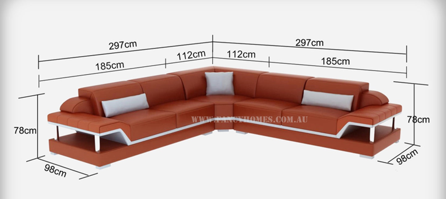 L Shape Sofa Set:- Corner Leatherette Sofa Set (Orange & White)