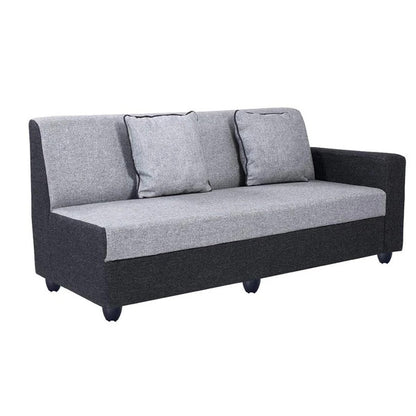 L Shape Sofa Set:- Cosmo Wood Fabric Sofa Set  Sofa (Black & Grey)