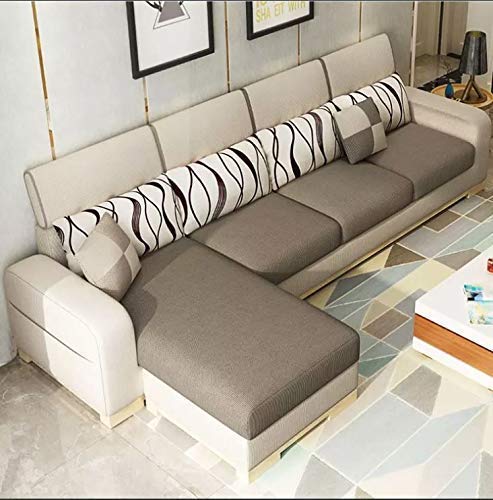 L Shape Sofa Set:- Hardwood Roland Sectional Leatherette Sofa Set (Standard, Cream and Brown)