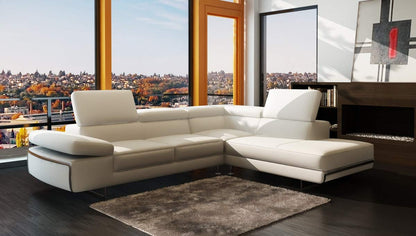 L Shape Sofa Set:- Italian Sectional Leatherette Sofa Set (White)