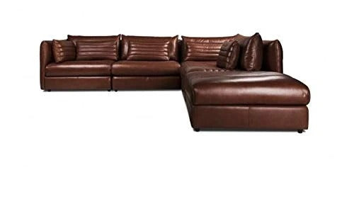 L Shape Sofa Set Kinley Leatherette Sofa Set (Dark Brown)