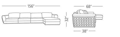L Shape Sofa Set:- Kinley Sleeper Sectional Leatherette Sofa Set (Brown)