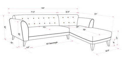 L Shape Sofa Set:- Lessee Fabric Sofa Set with Lounger (Garnet Red)