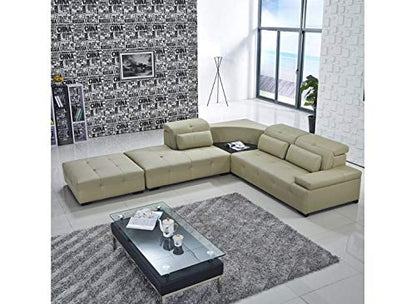 L Shape Sofa Set:- Lounge Leatherette Sofa Set, Standard Size (Cream)