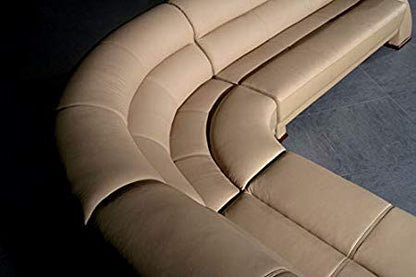 L Shape Sofa Set Luxury Modular Sectional Hardwood Leatherette Sofa Set (Beige & Grey)