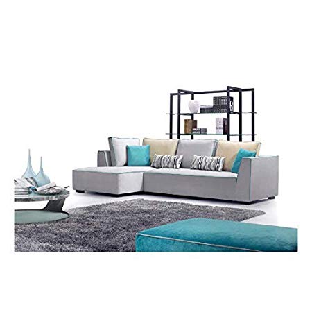 L Shape Sofa Set Magnum Hardwood, Fabric Sofa Set (Grey)