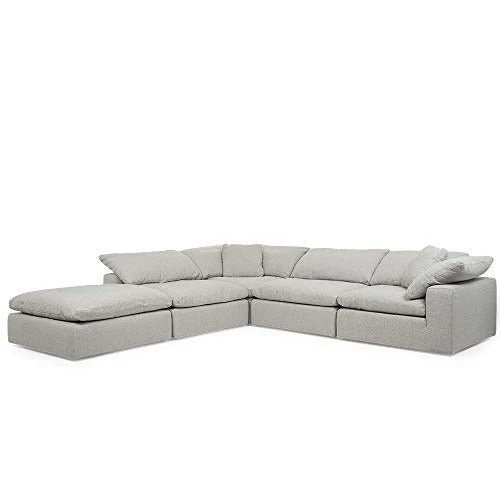 L Shape Sofa Set Malone Modular Corner Hardwood, Fabric Sofa Set (Light Grey))