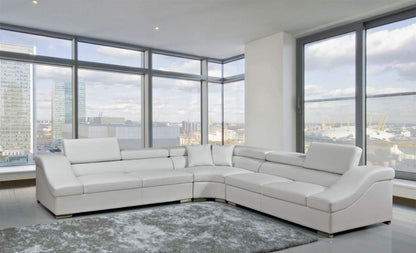 L Shape Sofa Set Melody Modern Bonded Sectional Leatherette Sofa Set (White)