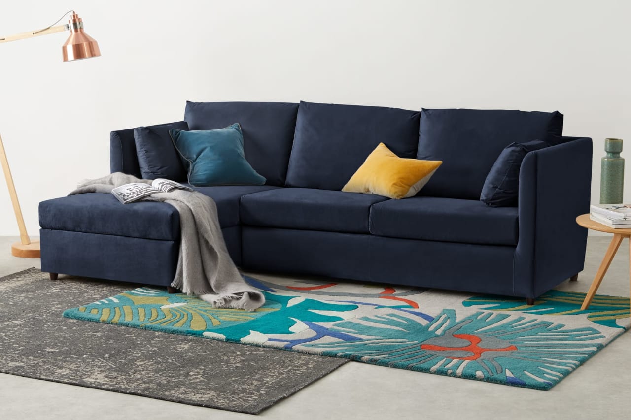 L Shape Sofa Set:- Modern Sectional  Fabric Sofa Set (Dark Green)
