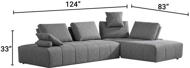 L Shape Sofa Set Modern Sectional Fabric Sofa Set, (Grey)