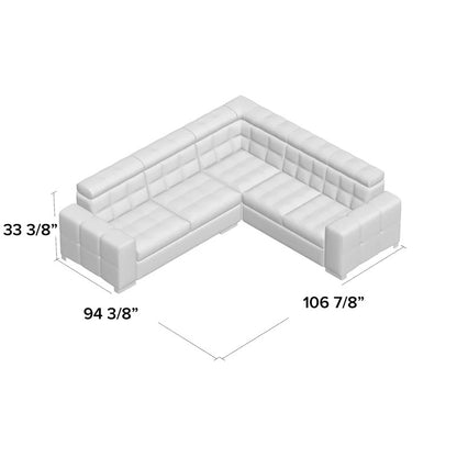 L Shape Sofa Set:- Munix Sleeper Sectional Leatherette Sofa Set (Black)