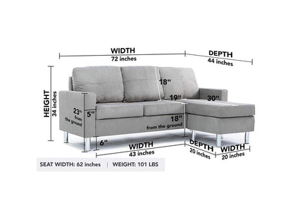 L Shape Sofa Set: OWL Modern Sectional Sofa