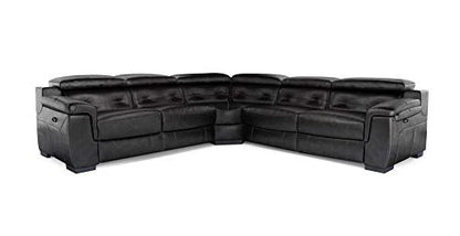L Shape Sofa Set Recliner Leatherette Sofa Set (Black)