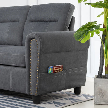 L Shape Sofa Set : Round Arms Modular 4 Seater Sofa Se
