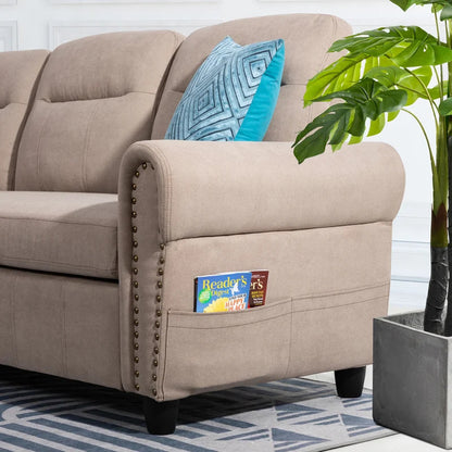 L Shape Sofa Set : Round Arms Modular 4 Seater Sofa Se