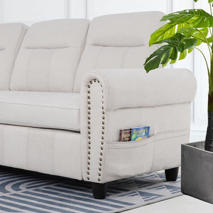 L Shape Sofa Set : Round Arms Modular 4 Seater Sofa Set