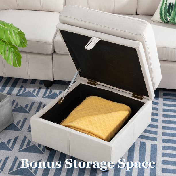 L Shape Sofa Set : Round Arms Modular 4 Seater Sofa Set