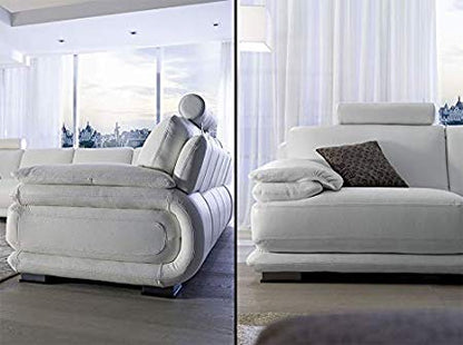 L Shape Sofa Set Sectional Leatherette Sofa Set (White)