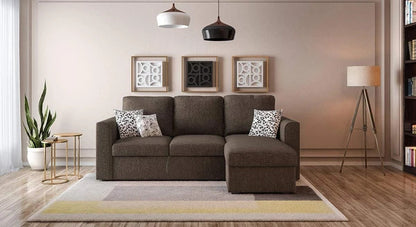 L Shape Sofa Set:- Sectional Sofa with Storage Fabric Sofa Set  (Matte Finish, Brown)