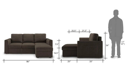 L Shape Sofa Set:- Sectional Sofa with Storage Fabric Sofa Set  (Matte Finish, Brown)