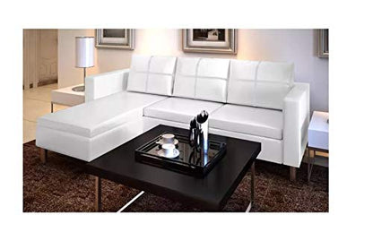 L Shape Sofa Set Sectional Synthetic Leatherette Sofa Set (White)