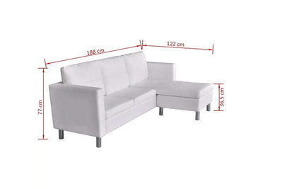 L Shape Sofa Set Sectional Synthetic Leatherette Sofa Set (White)