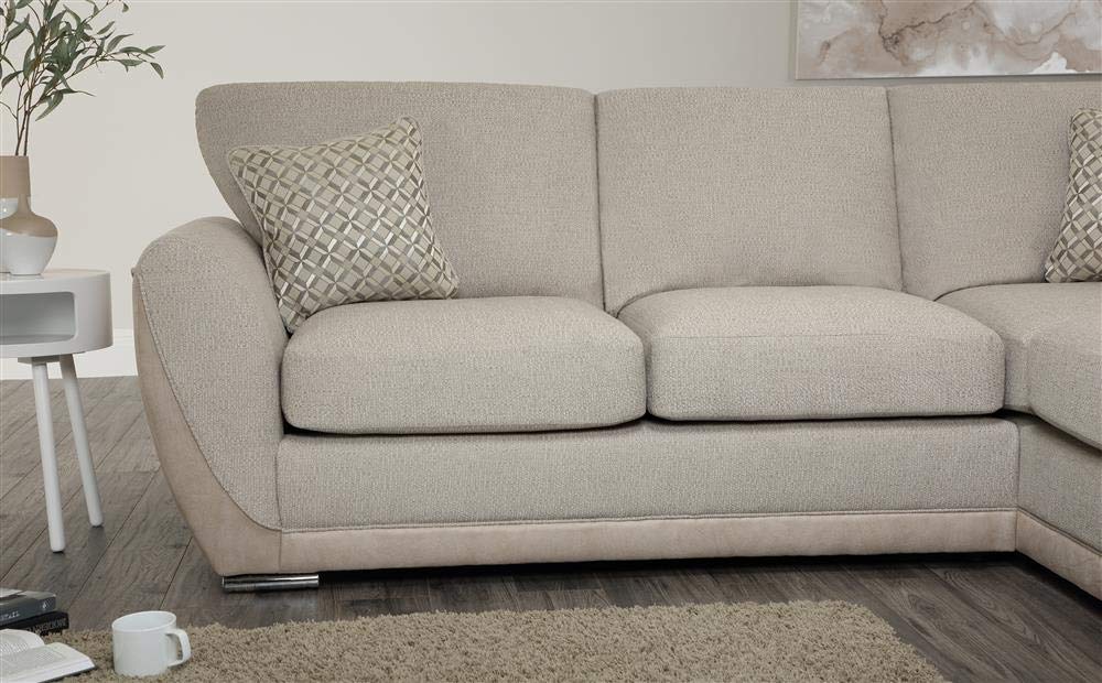 L Shape Sofa Set:- Shreya Oatmeal Corner Leatherette  Fabric Sofa Set ( Cream)