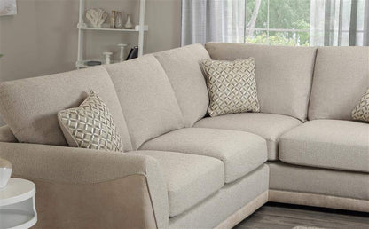 L Shape Sofa Set:- Shreya Oatmeal Corner Leatherette  Fabric Sofa Set ( Cream)