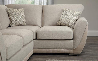 L Shape Sofa Set:- Shreya Oatmeal Corner Leatherette  Fabric Sofa Set ( Cream)