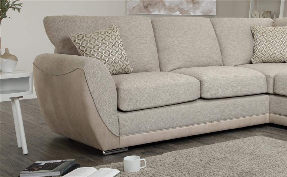 L Shape Sofa Set:- Shreya Oatmeal Corner Leatherette  Fabric Sofa Set ( Cream)