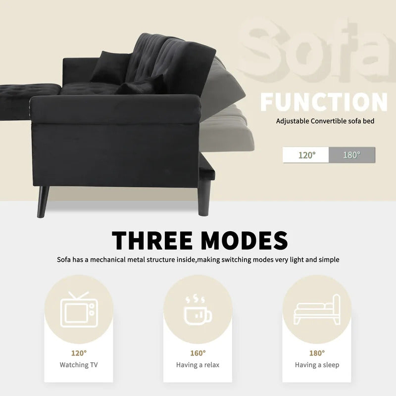 L Shape Sofa Set : Velvet Flared Arm