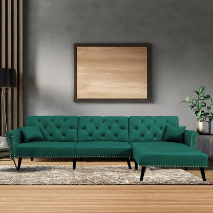 L Shape Sofa Set : Velvet Flared Arm