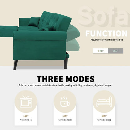 L Shape Sofa Set : Velvet Flared Arm