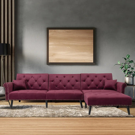L Shape Sofa Set : Velvet Flared Arm