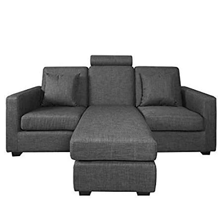 L Shape Sofa Set:- Wood Foam And Fabric Sofa Set With Lounger (Grey)