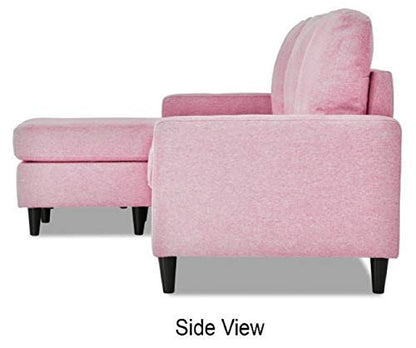 L Shape Sofa Set Wood, Foam And Fabric Sofa Set With Lounger (Pink)