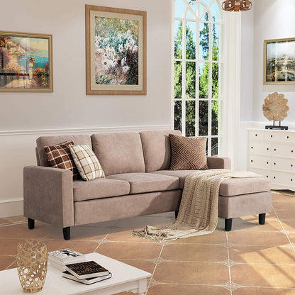 L Shape Sofa Set: Dark Grey Fabric Convertible Sofa Couch