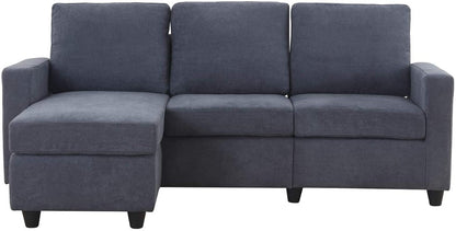 L Shape Sofa Set: Dark Grey Fabric Convertible Sofa Couch
