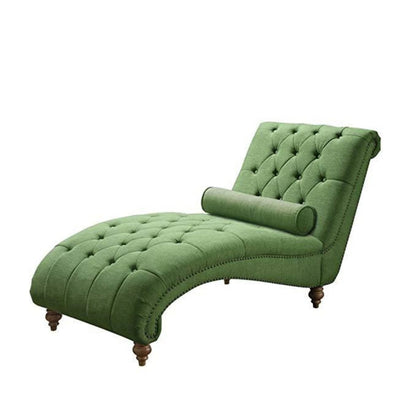 Chaise Lounge: Luxorious Indoor Chaise Lounge Chair with Nailhead Trim and Accent Toss Pillow