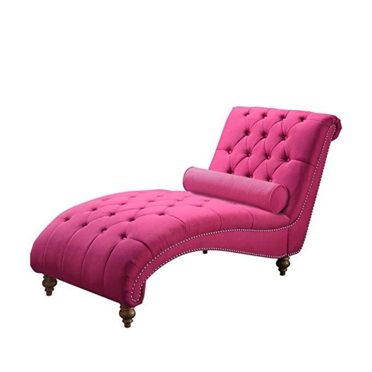 Chaise Lounge: Luxorious Indoor Chaise Lounge Chair with Nailhead Trim and Accent Toss Pillow