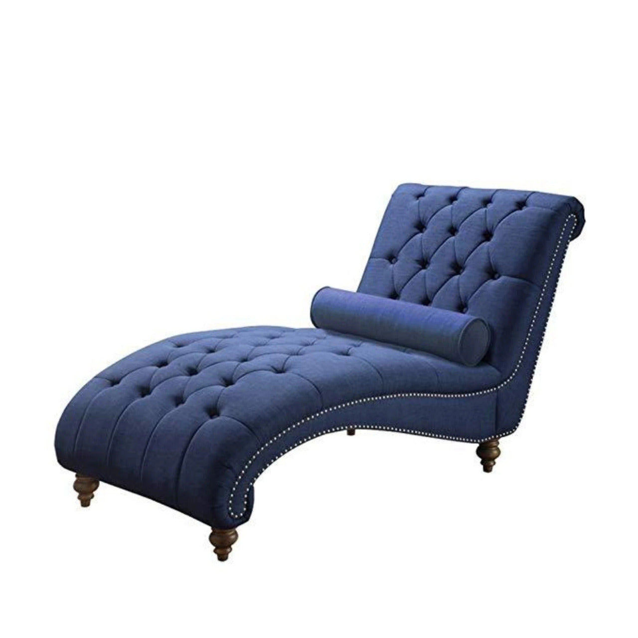 Chaise Lounge: Luxorious Indoor Chaise Lounge Chair with Nailhead Trim and Accent Toss Pillow
