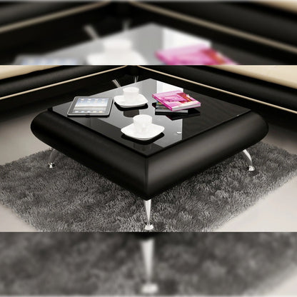Leatherette Coffee Table Black Leatherette Coffee Table WBlack Glass Table