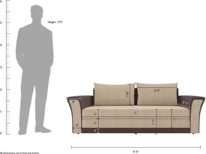 3 Seater Sofa:- Leo Fabric (Cream Brown)